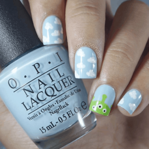 Beautiful cloud nail art and designs for a dreamy manicure: Square Blue Cloud Nails