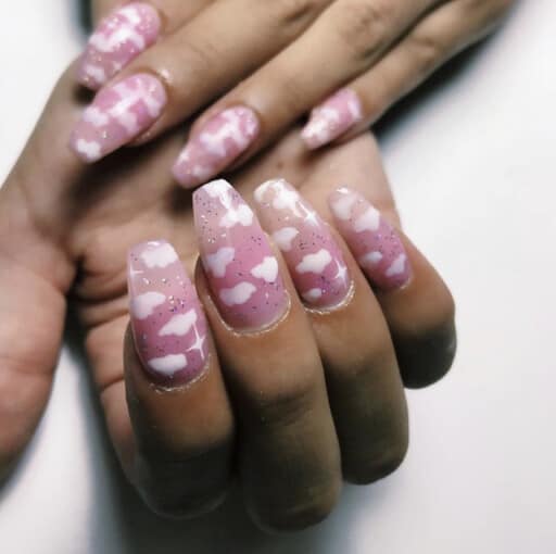 Beautiful cloud nail art and designs for a dreamy manicure: Soft Pink Cloud Design