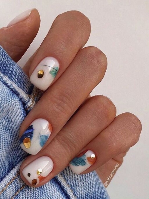 Short nail design ideas for a trendy manicure: Colorful Abstract Design