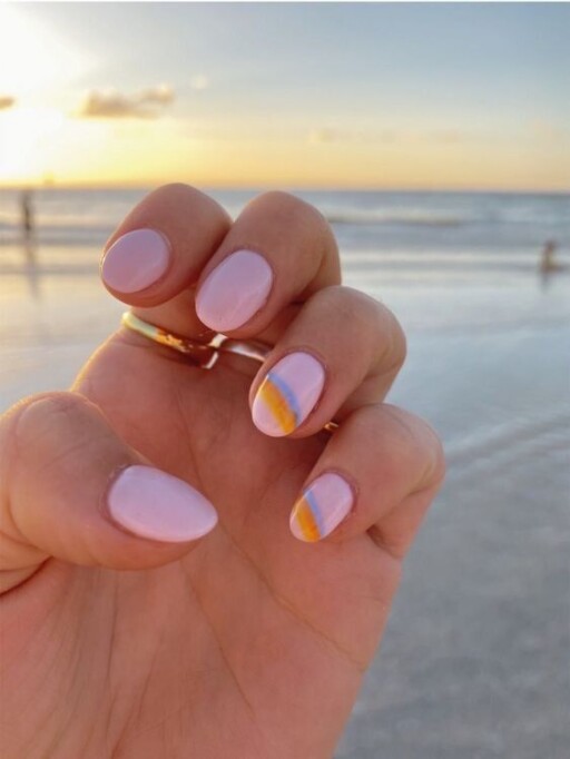 Short nail design ideas for a trendy manicure: Pink Rainbow Nails