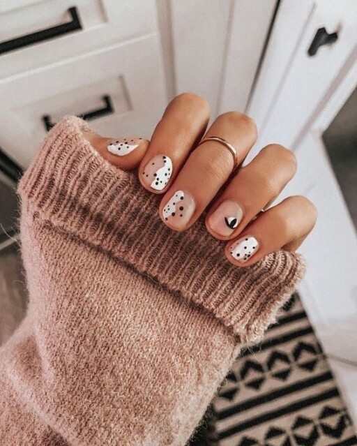 Short nail design ideas for a trendy manicure:  Speckled Design