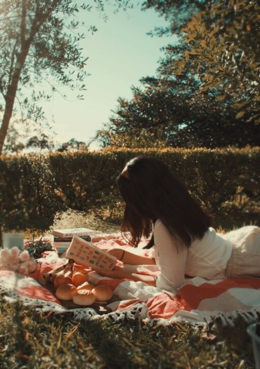 Picnic aesthetic photoshoot ideas: Reading In The Shadows