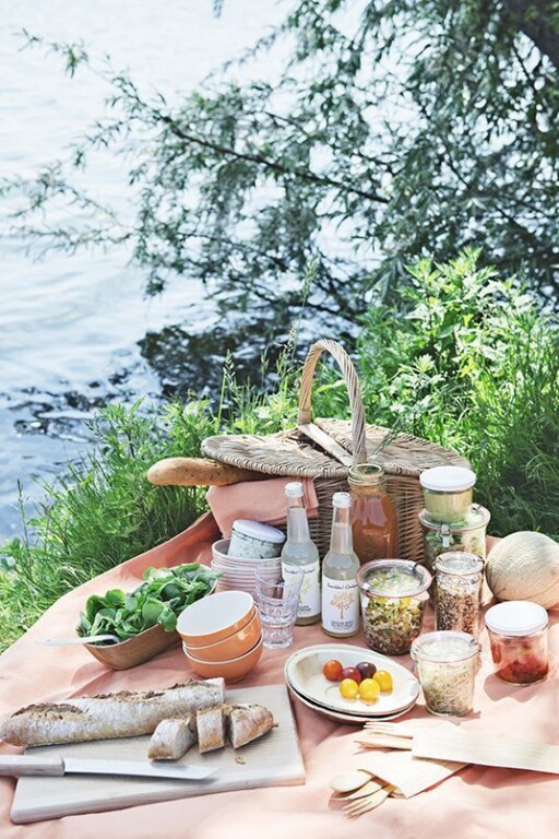 Picnic aesthetic photoshoot ideas: Picnic Spread By The Water