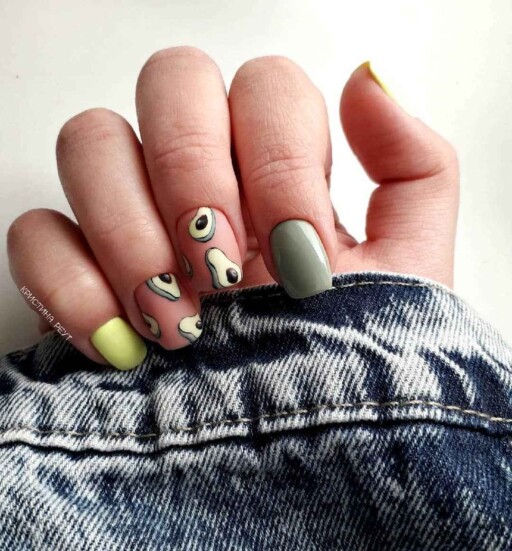 Short nail design ideas for a trendy manicure: Avocado Nails