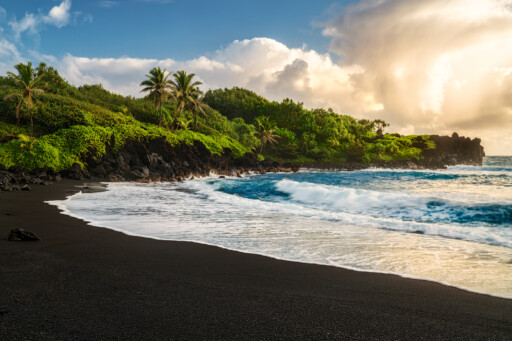 black sand beach