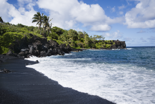 black sand beach