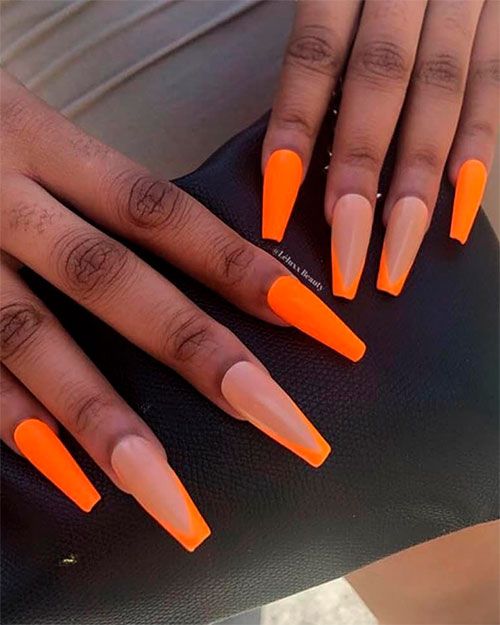 orange and blue nail designs