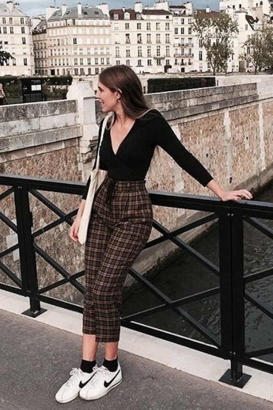 Casual plaid shop pants outfit