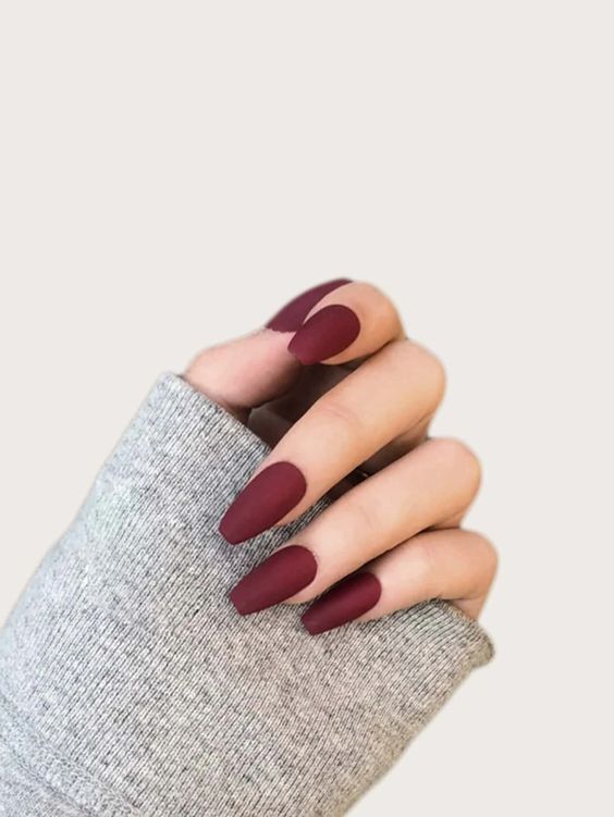 Lick Nail Matte Classic Maroon Reusable Artificial Nails Set | Sugatra