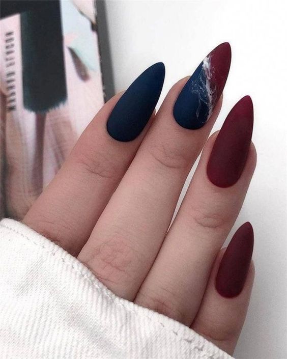 Burgundy matte nails with gold glitter - Miladies.net | Burgundy nails,  Wedding nails design, Bride nails