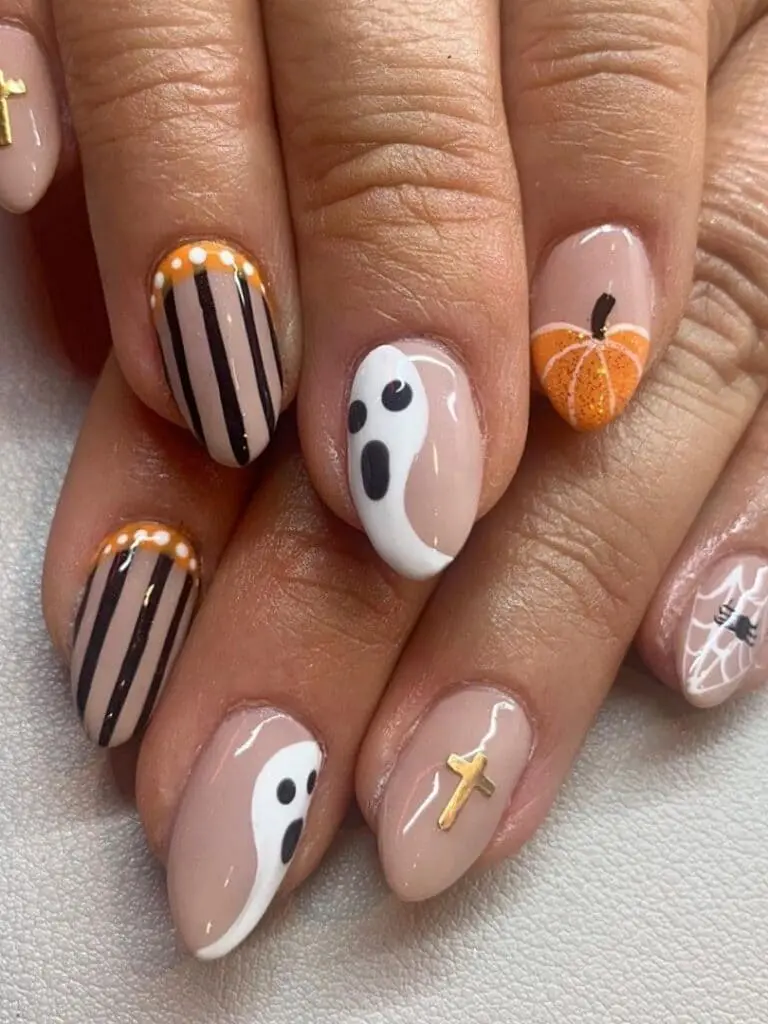 French tip ghost nail designs 