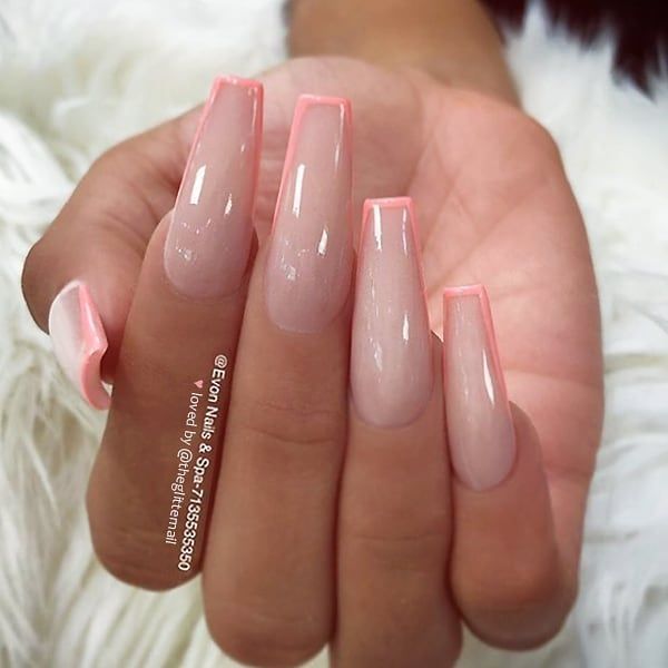 pink tip nails, pink french tip nails, pink nails
