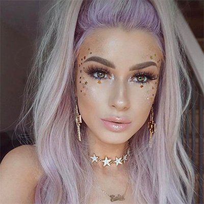 Festival makeup and festival looks, including festival glitter makeup, Coachella makeup, and more