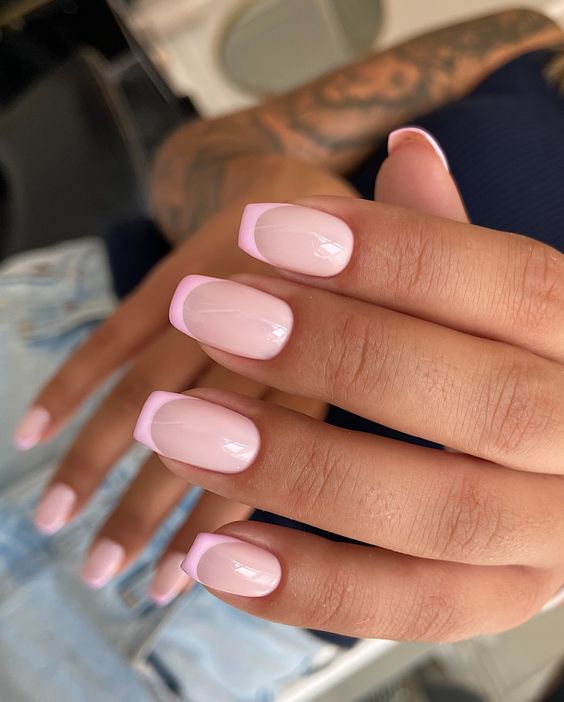 french tips light pink