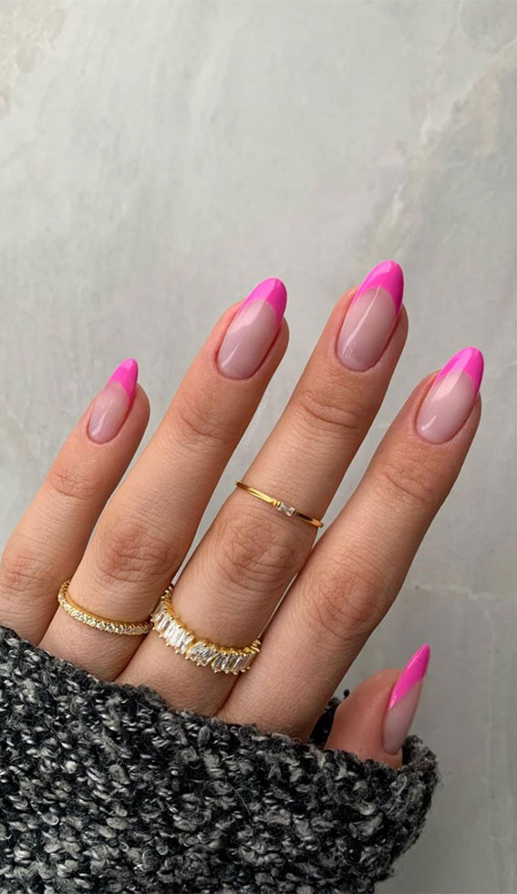 Pink French Manicure | Pink french nails, Pink tip nails, Round nails