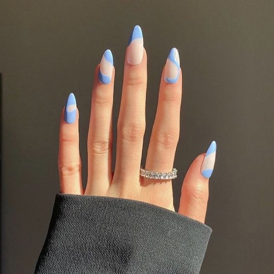 trendy light blue nails