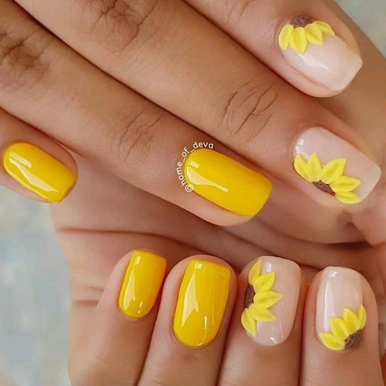 The best sunflower nails & sunflower nail designs