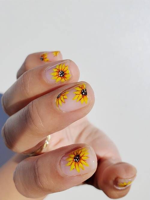 The best sunflower nails & sunflower nail designs