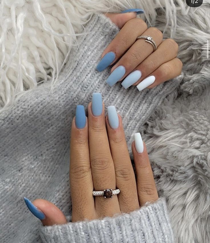 white light blue nails