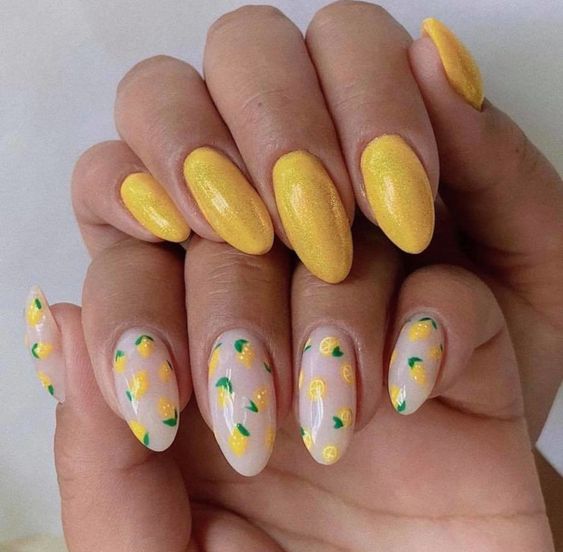 The hottest lemon nails and lemon nail designs for this summer (fruit nails)