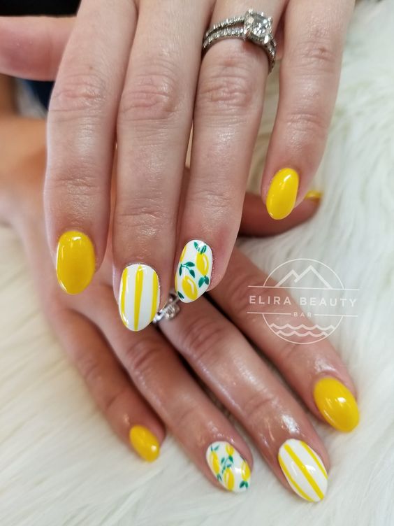 The hottest lemon nails and lemon nail designs for this summer (fruit nails)