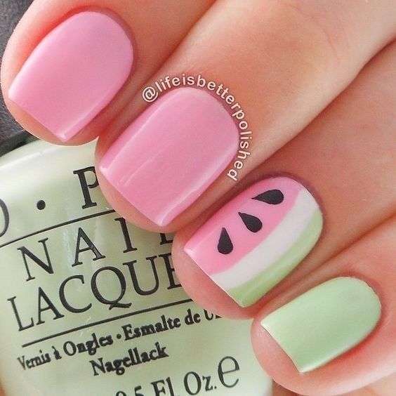 40+ Darling Watermelon Nails To Try Out For A Fun Manicure