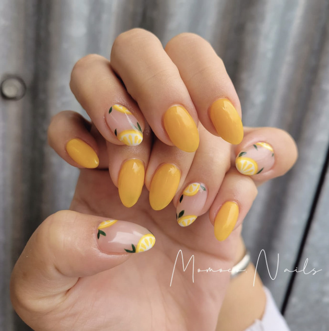 The hottest lemon nails and lemon nail designs for this summer (fruit nails)