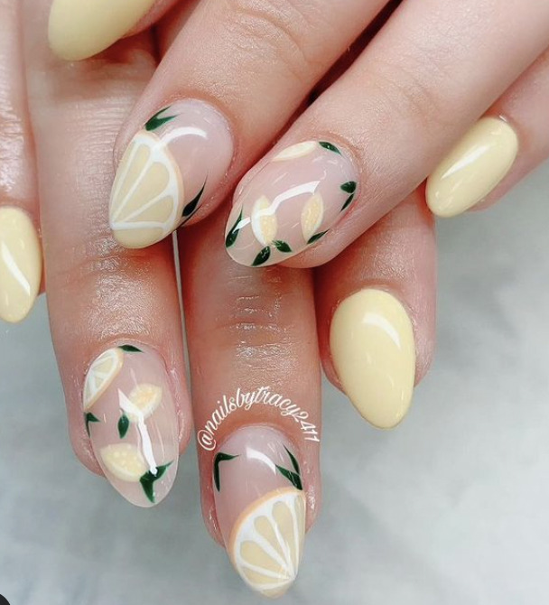 The hottest lemon nails and lemon nail designs for this summer (fruit nails)