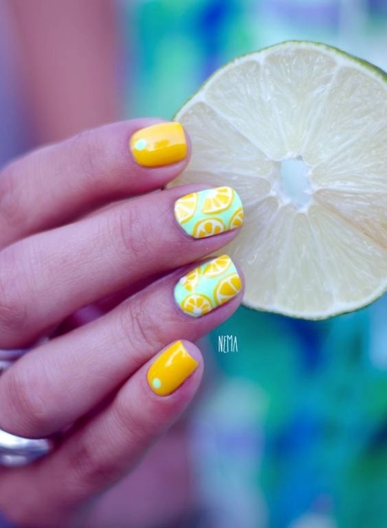 The hottest lemon nails and lemon nail designs for this summer (fruit nails)