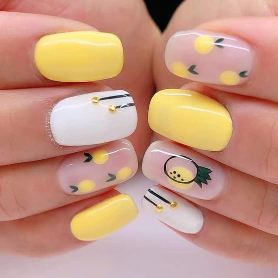 The hottest lemon nails and lemon nail designs for this summer (fruit nails)