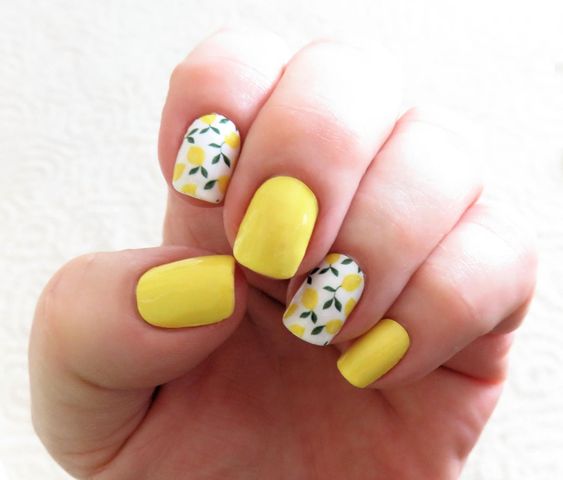 The hottest lemon nails and lemon nail designs for this summer (fruit nails)