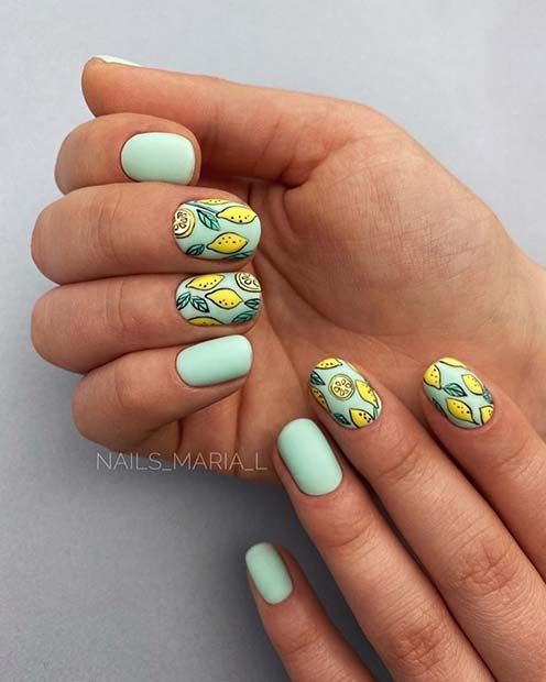 The hottest lemon nails and lemon nail designs for this summer (fruit nails)
