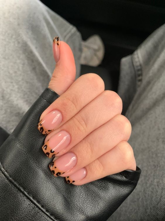 cheetah print nail tips