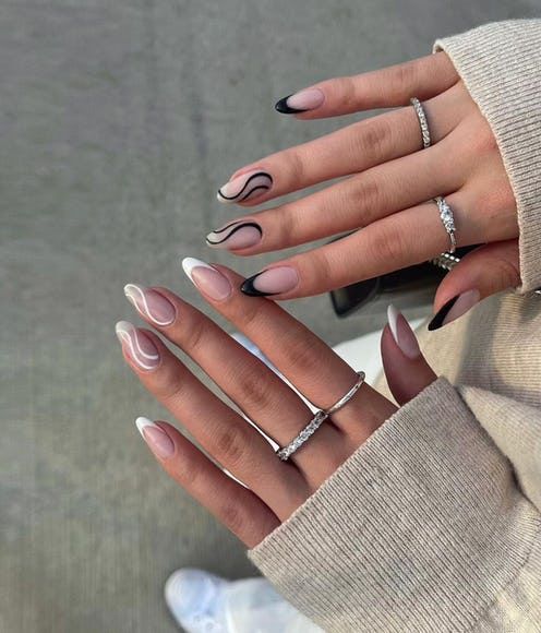 The top black and white nails, black and white nail designs, black and white nails acrylic, black and white nail art, and more black and white nail ideas