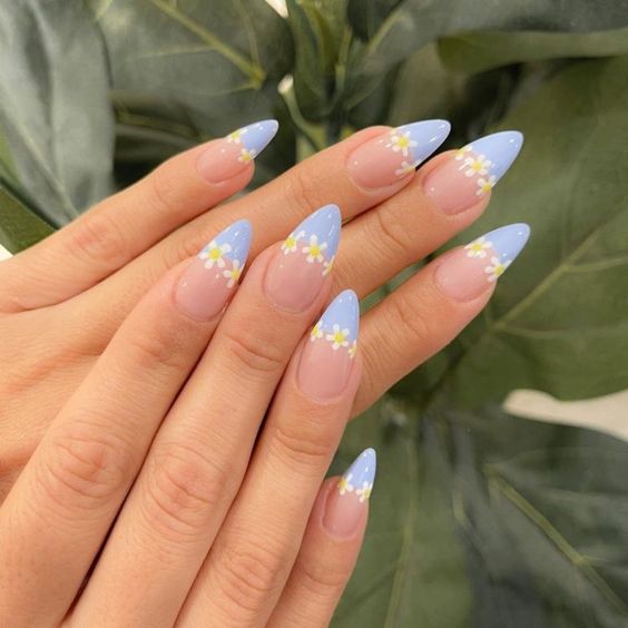 light blue acrylic nails almond