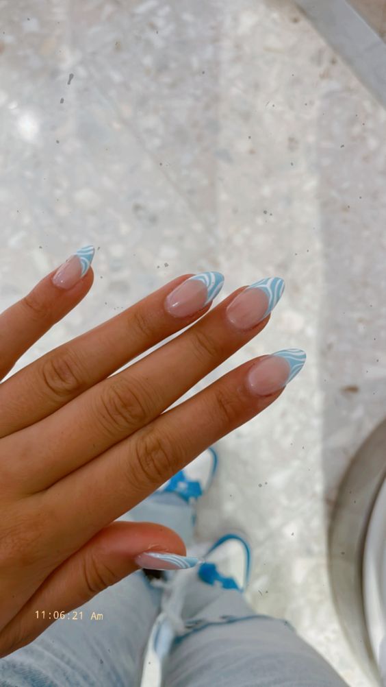 The top blue nails and blue nail ideas including light blue nails, blue acrylic nails, blue nail designs, blue nail art, trendy blue nails, royal blue nails, and short blue nails