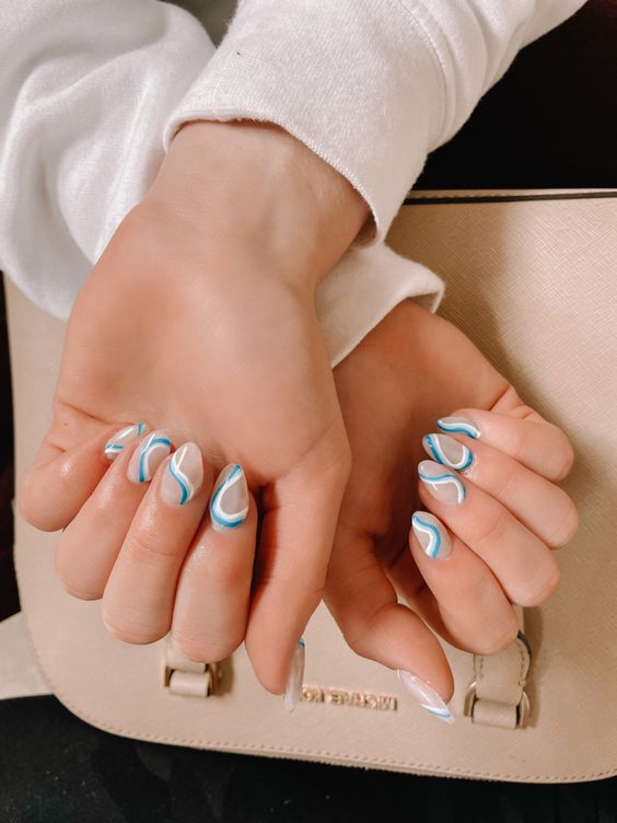 light blue and tan nails