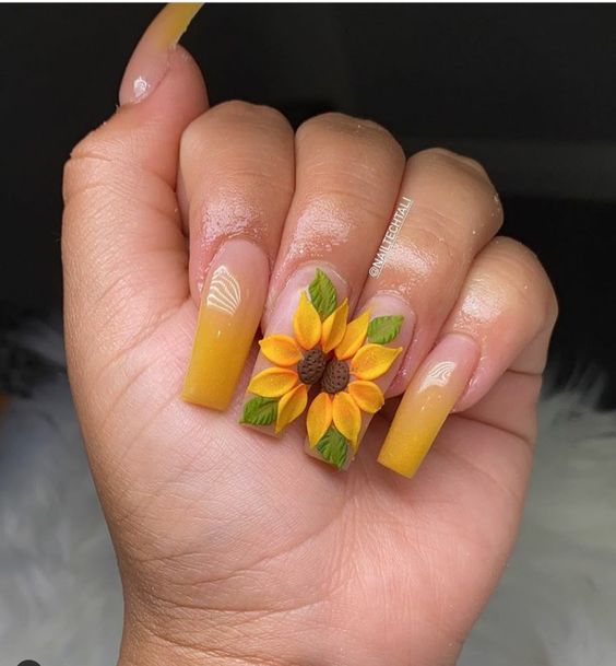 The best sunflower nails & sunflower nail designs