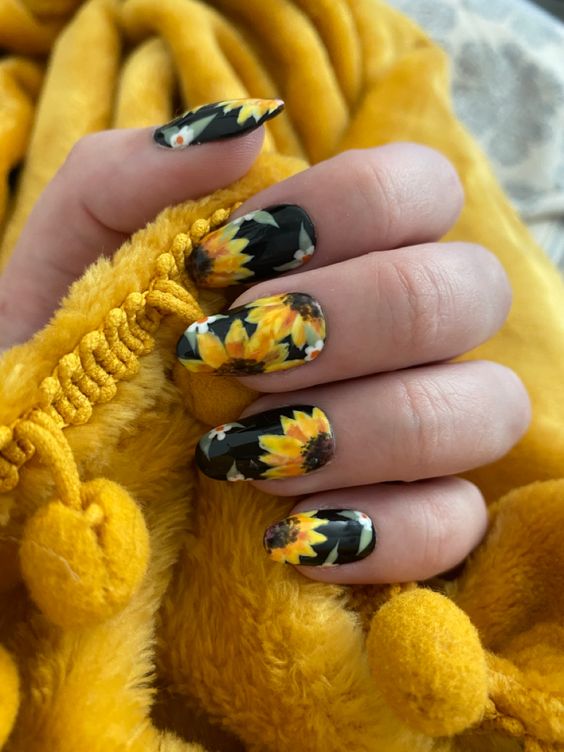 The best sunflower nails & sunflower nail designs