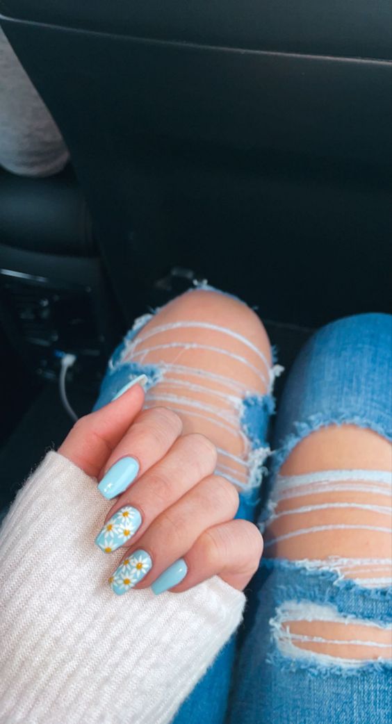 The top blue nails and blue nail ideas including light blue nails, blue acrylic nails, blue nail designs, blue nail art, trendy blue nails, royal blue nails, and short blue nails