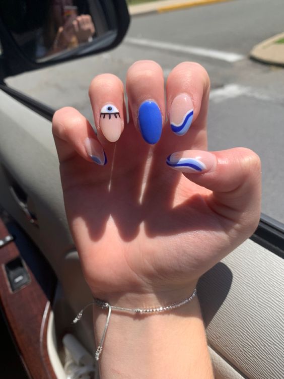 The top blue nails and blue nail ideas including light blue nails, blue acrylic nails, blue nail designs, blue nail art, trendy blue nails, royal blue nails, and short blue nails