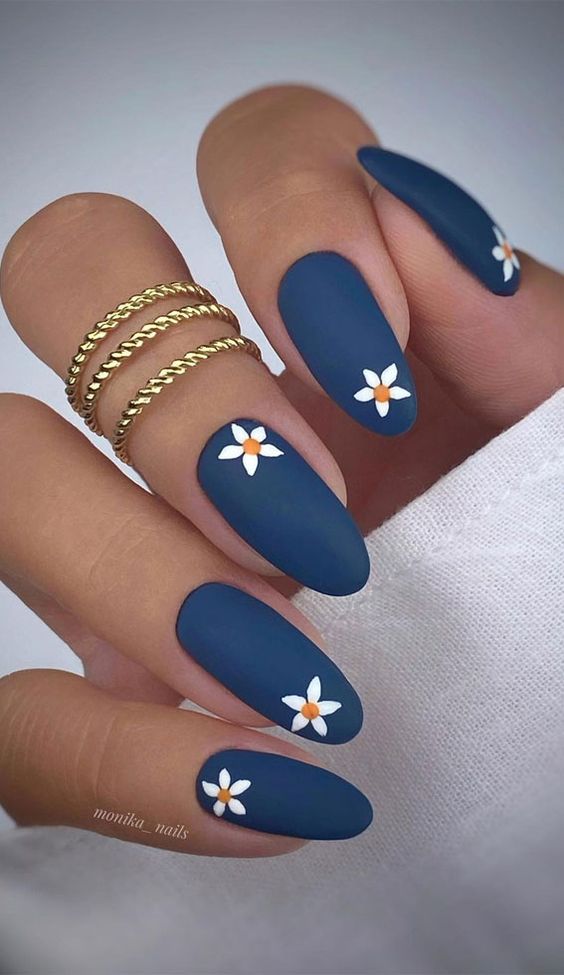 light blue and dark blue nails