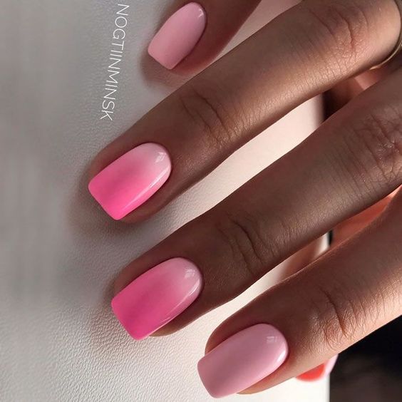 dark pink to light pink ombre nails