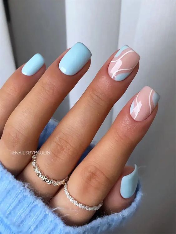 The top blue nails and blue nail ideas including light blue nails, blue acrylic nails, blue nail designs, blue nail art, trendy blue nails, royal blue nails, and short blue nails