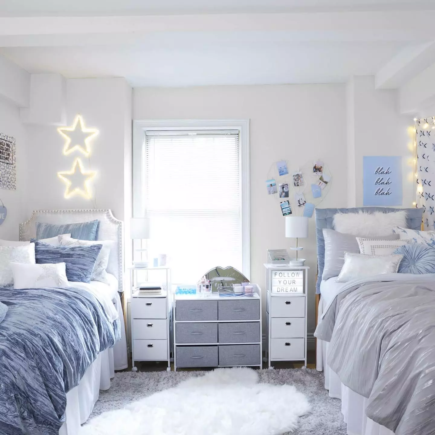 Blue And Grey Dorm Decor