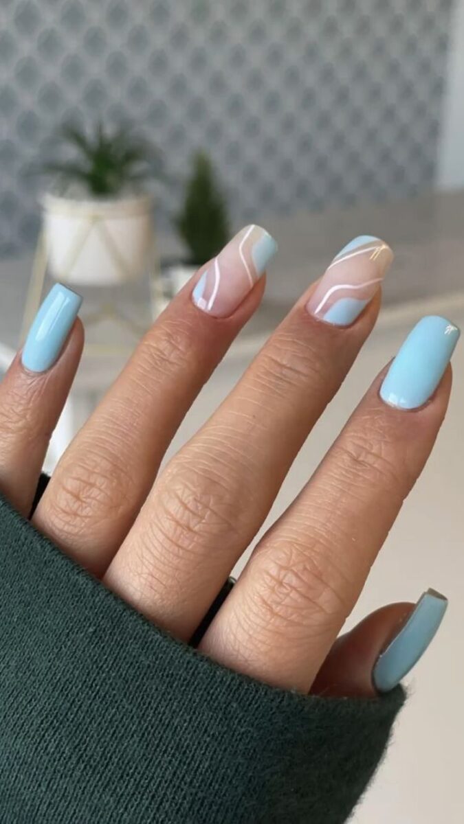 The top blue nails and blue nail ideas including light blue nails, blue acrylic nails, blue nail designs, blue nail art, trendy blue nails, royal blue nails, and short blue nails