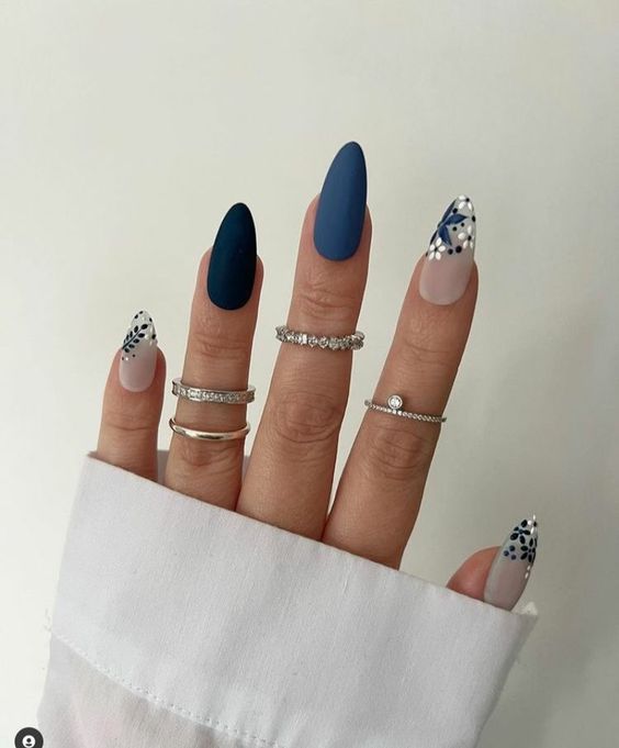 light dark blue nails