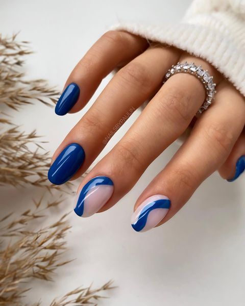 light blue and dark blue nails