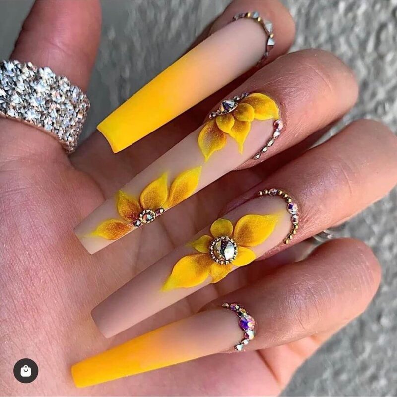 The best sunflower nails & sunflower nail designs