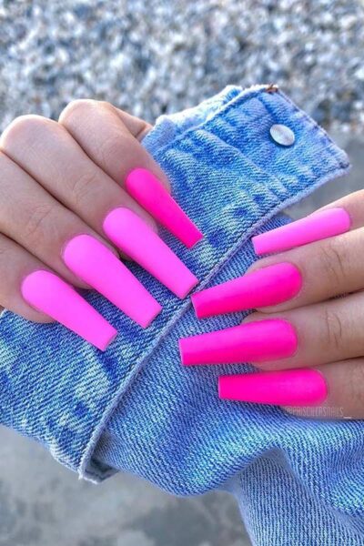 45+ Neon Hot Pink Nails To Try Out Right Now | Chasing Daisies